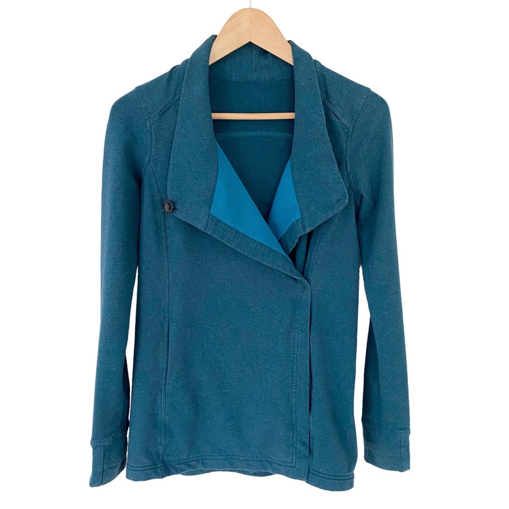 Lululemon Jacket Size 2 Coast Easy Wrap II Teal Alberta Blue Pockets